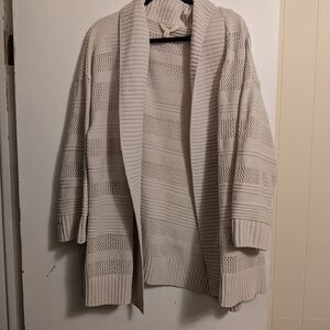 Terra & Sky Cream Open-Front Knit Cardigan